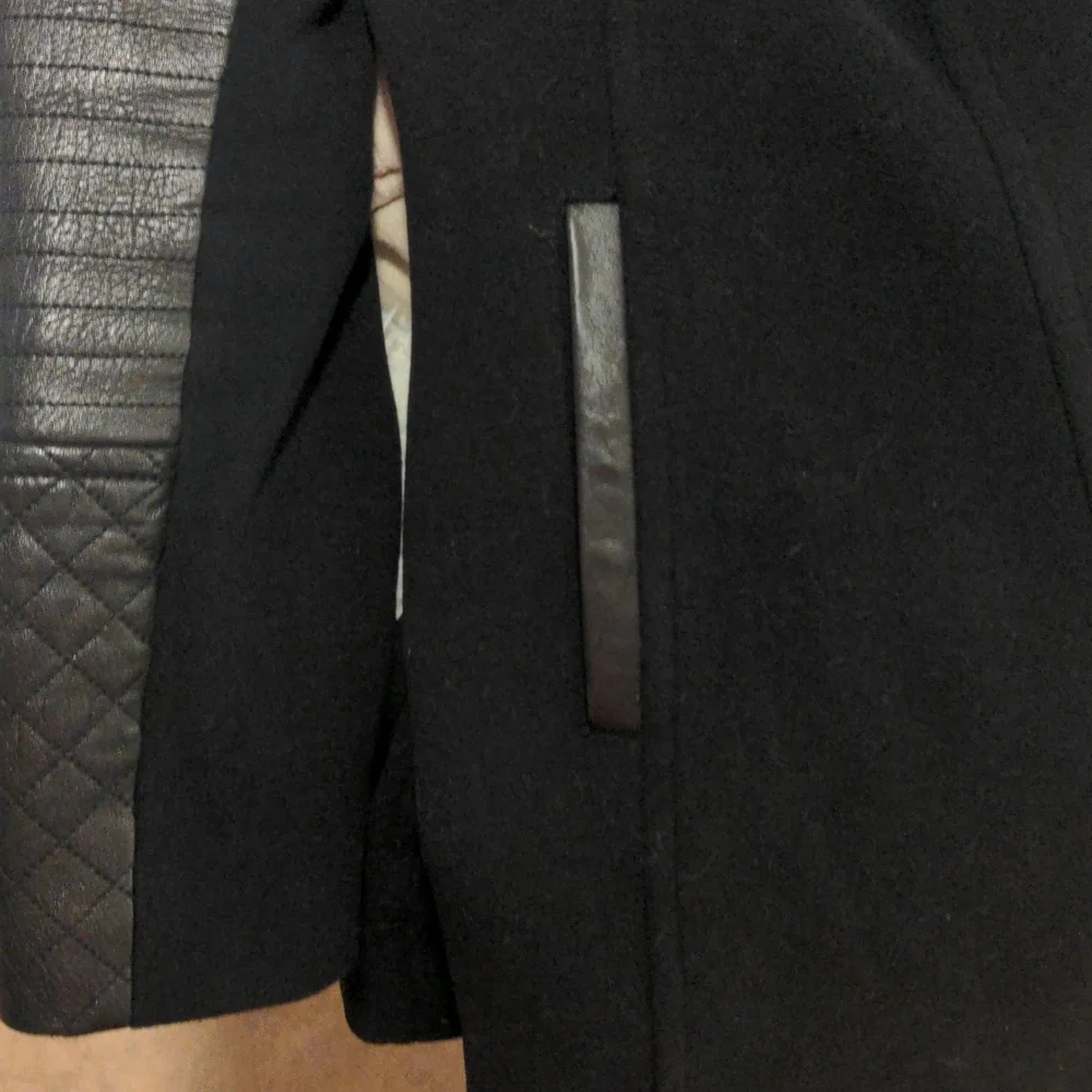 Andrew Marc Black Virgin Wool Cashmere Blend Leather Effect 10 - Picture 9 of 13